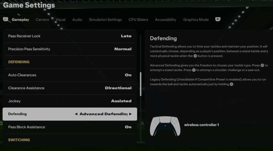 Advanced Defending setting
